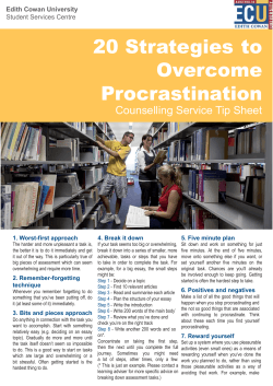 20 Strategies to Overcome Procrastination Counselling Service Tip Sheet