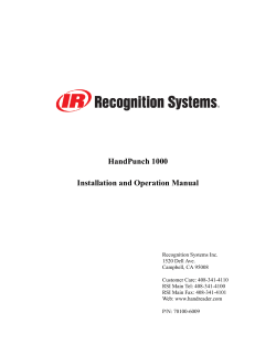 HandPunch 1000 Installation and Operation Manual