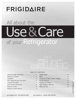 Use Care &amp; Refrigerator