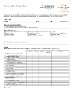 General Adult Pre-Evaluation Form