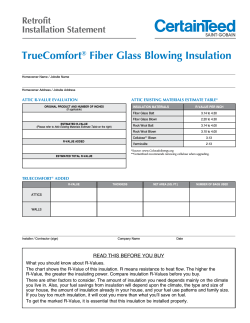 TrueComfort Fiber Glass Blowing Insulation Retrofit Installation Statement