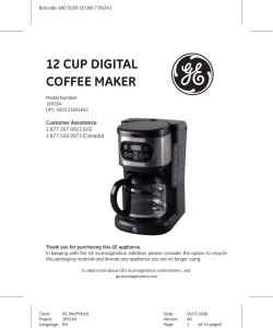 12 CUP DIGITAL Coffee mAker Customer Assistance 1	877	207	0923	(US)