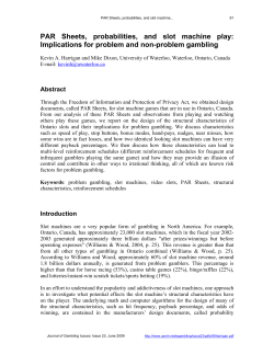 PAR Sheets, probabilities, and slot machine play: Abstract