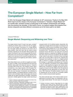The European Single Market – How Far from Completion?
