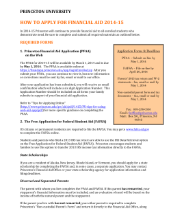 HOW TO APPLY FOR FINANCIAL AID 2014-15 PRINCETON UNIVERSITY