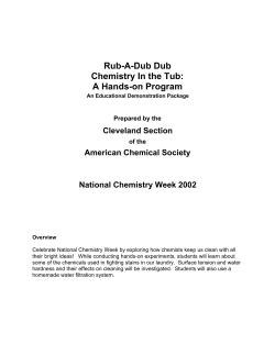 Rub-A-Dub Dub Chemistry In the Tub: A Hands-on Program Cleveland Section
