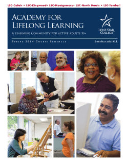 Academy for Lifelong Learning A learning Community for active adults 50+ S