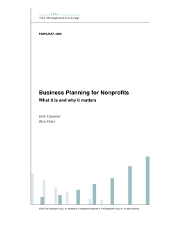 Business Planning for Nonprofits What it is and why it matters