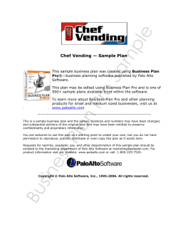Chef Vending — Sample Plan