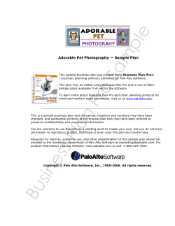Adorable Pet Photography — Sample Plan