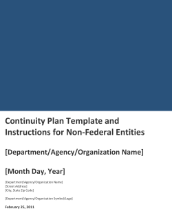 Continuity Plan Template and Instructions for Non-Federal Entities  [Department/Agency/Organization Name]