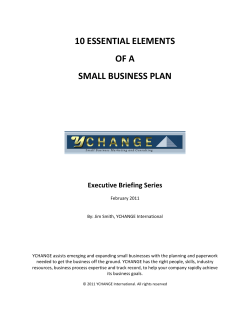 10 ESSENTIAL ELEMENTS OF A SMALL BUSINESS PLAN