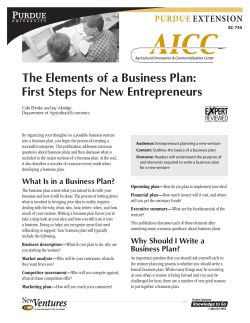 The Elements of a Business Plan: First Steps for New Entrepreneurs Purdue extension