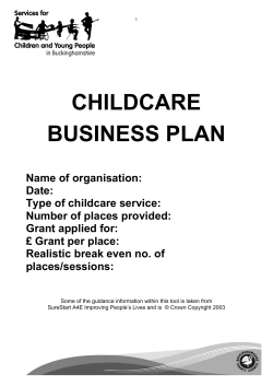 CHILDCARE BUSINESS PLAN