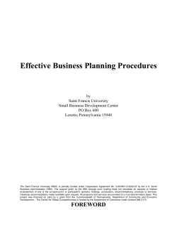 Effective Business Planning Procedures  by Saint Francis University