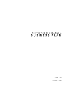 BUSINESS PLAN  THE TACTICS OF CREATING A