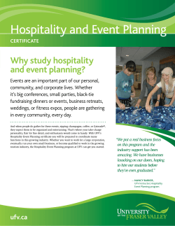 Hospitality and Event Planning Why study hospitality and event planning?