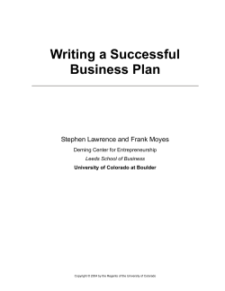 Writing a Successful Business Plan  Stephen Lawrence and Frank Moyes