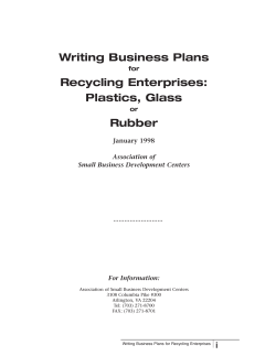 Writing Business Plans Recycling Enterprises: Plastics, Glass Rubber