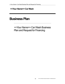 Business Plan &lt;&lt;Your Name&gt;&gt; Plan and Request for Financing