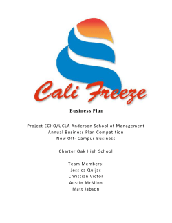 Business Plan  Project ECHO/UCLA Anderson School of Management Annual Business Plan Competition