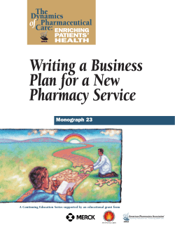 Writing a Business Plan for a New Pharmacy Service of