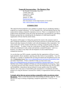 Nonprofit Incorporating - The Business Plan
