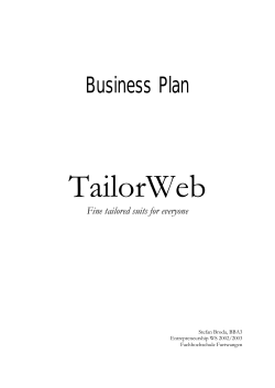 TailorWeb Business Plan Fine tailored suits for everyone