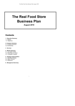 The Real Food Store Business Plan  Contents