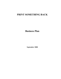 PRINT SOMETHING BACK Business Plan September 2008
