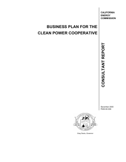 BUSINESS PLAN FOR THE CLEAN POWER COOPERATIVE CONSULTANT REPORT CALIFORNIA