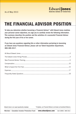 THE FINANCIAL ADVISOR POSITION As of May 2013