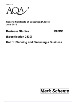 Mark Scheme Business Studies BUSS1