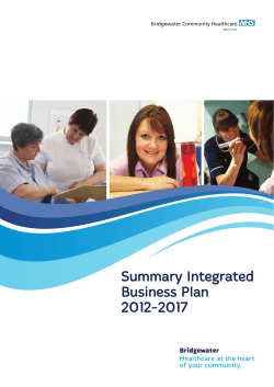 Summary Integrated Business Plan 2012-2017 Bridgewater Community Healthcare