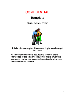 CONFIDENTIAL Template Business Plan