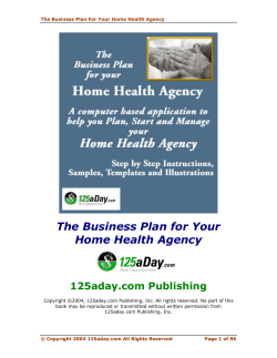 The Business Plan for Your Home Health Agency 125aday.com Publishing