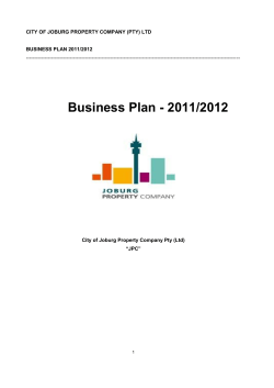 CITY OF JOBURG PROPERTY COMPANY (PTY) LTD  BUSINESS PLAN 2011/2012