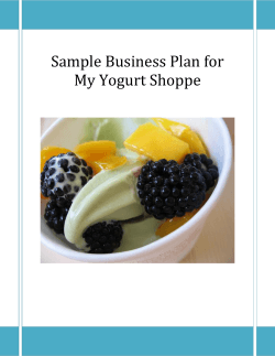 Sample Business Plan for My Yogurt Shoppe