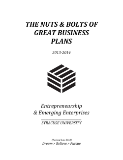 THE NUTS &amp; BOLTS OF GREAT BUSINESS PLANS Entrepreneurship