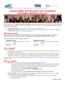Loudoun SBDC Business Plan Competition 2014 Entry Deadline:  September