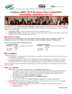 Loudoun SBDC Business Plan Competition 2014 Entry Deadline:  September