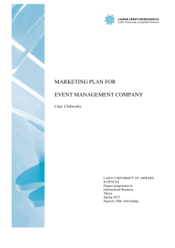 MARKETING PLAN FOR EVENT MANAGEMENT COMPANY Case: Clubworks