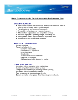 Major Components of a Typical Startup-Airline Business Plan