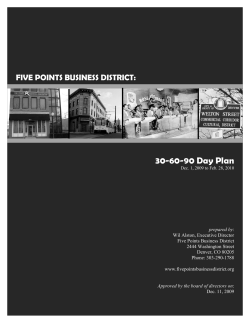 30-60-90 Day Plan FIVE POINTS BUSINESS DISTRICT: