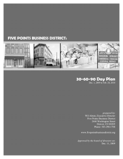 30-60-90 Day Plan FIVE POINTS BUSINESS DISTRICT: