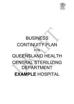 BUSINESS CONTINUITY PLAN QUEENSLAND HEALTH CENTRAL STERILIZING