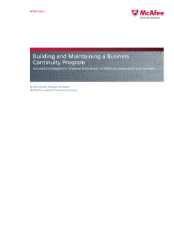Building and Maintaining a Business Continuity Program White Paper