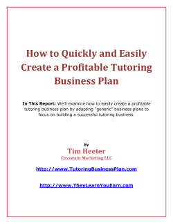 How to Quickly and Easily Create a Profitable Tutoring Business Plan
