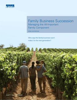 Family Business Succession Managing the All-Important Family Component
