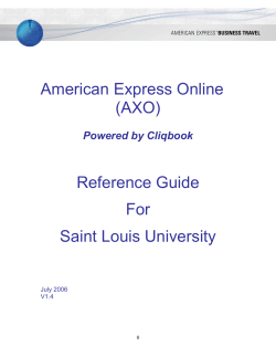 American Express Online (AXO) Reference Guide